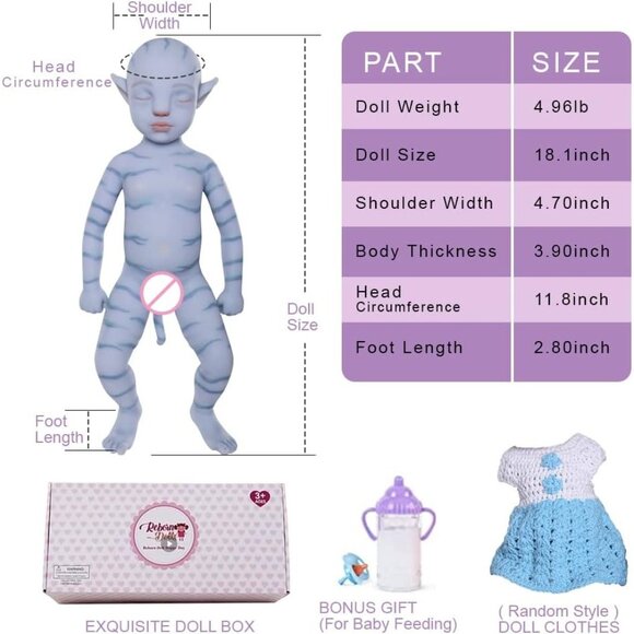 SerenDoll Soft Full Body Silicone Reborn Realistic Avatar Girl Baby Doll 18.5" - Picture 5 of 13
